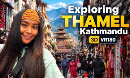 I Explored THAMEL KATHMANDU by Rickshaw Nepal’s Craziest Streets! 8K VR180 60FPS