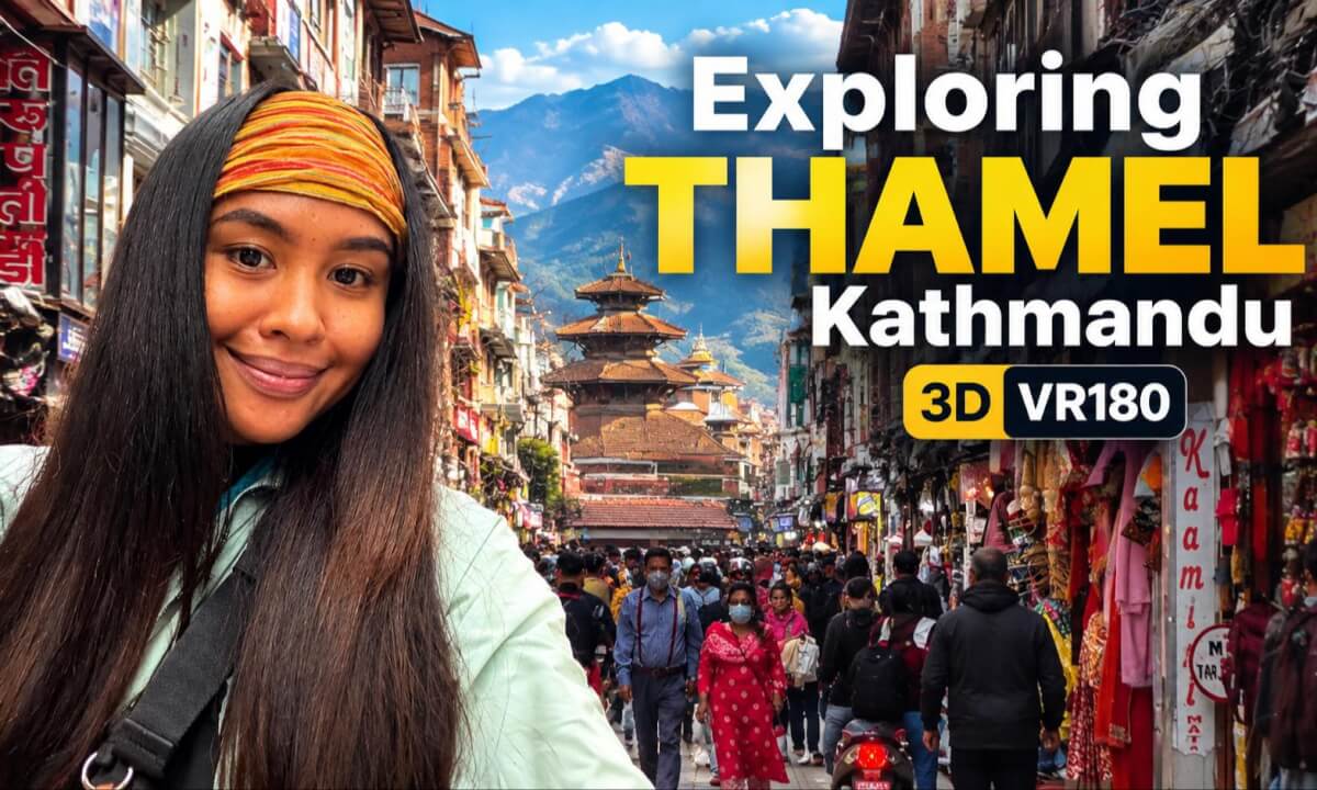I Explored THAMEL KATHMANDU by Rickshaw Nepal’s Craziest Streets! 8K VR180 60FPS