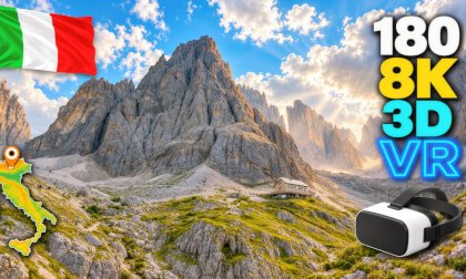 🇮🇹 One of the Greatest Light Treks in the Dolomites – Around Sassolungo 🧗 + Via Ferrata  + ⚰️ Coffin Cable Car | 180° 8K 3D VR
