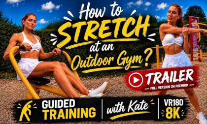 FREE TRAILER  |  How to STRETCH at an Outdoor Gym? | Guided Stretching with Kate | VR180 8K
