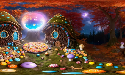 A Lonely Magical Candy House in Autumn Park [VR 360º Immersive World]