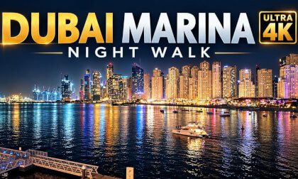 Dubai Marina Night Walk 🌙 | Ultra 4K Walking Tour