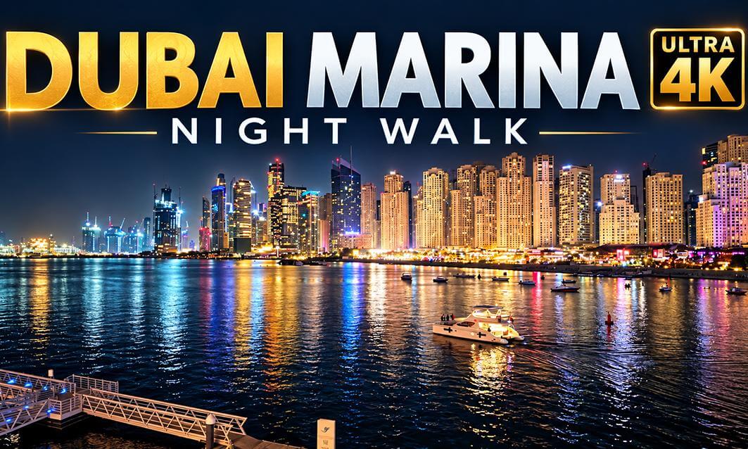 Dubai Marina Night Walk 🌙 | Ultra 4K Walking Tour