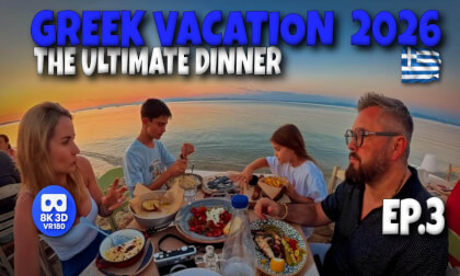 VR180 3D 8K | VLOG 20 | First Day in Greece 🇬🇷 | Unforgettable Greek Dining Experience!