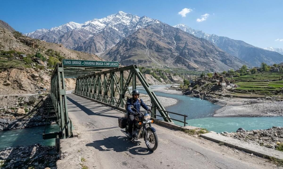 Tandi Bridge @ Chandra & Bhaga rivers , Lahaul Valley, Himachal Pradesh, India,