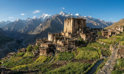 Khangsar Village ,  Sissu in the Lahaul Valley of Himachal Pradesh, India