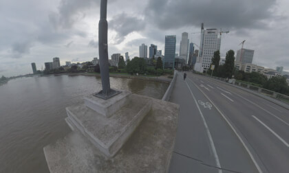 360 VR Frankfurt view with Untermainbrucke over the Main, Germany