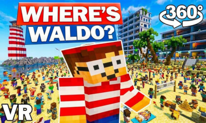 Where's Waldo? IMPOSSIBLE Waldo Hunt In A Beautiful Minecraft VR Beach 360° 4k