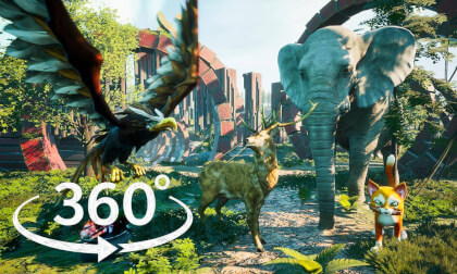 [360° VR] A Peaceful Walk in the Magic Forest... Meeting Cute Animals! 🌲🦌 (4K)