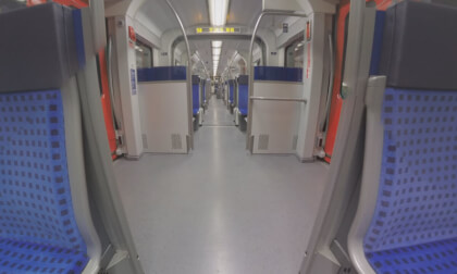 360 VR Some passengers in the train traveling to Frankfurt, Germany