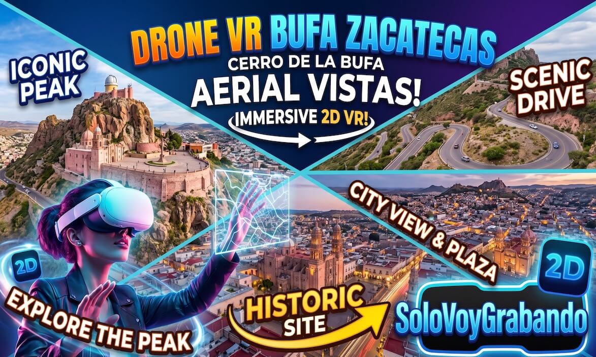 DRONE VR AMAZING VIEW HISTORIC MEXICAN PLACE LA BUFA ZACATECAS
