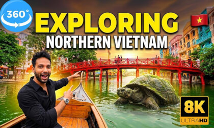 Exploring Northern Vietnam |  Colorful Boat Rides 🌈🛶 Red Bridges & Giant Turtles! 🐢 | 8K 360 VR Vlog