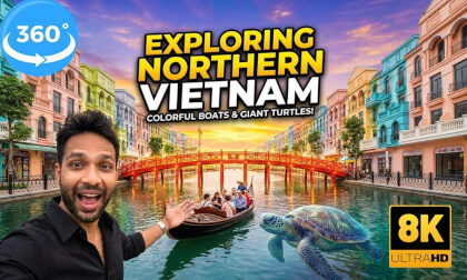 Exploring Northern Vietnam |  Colorful Boat Rides 🌈🛶 Red Bridges & Giant Turtles! 🐢 | 8K 360 VR Vlog