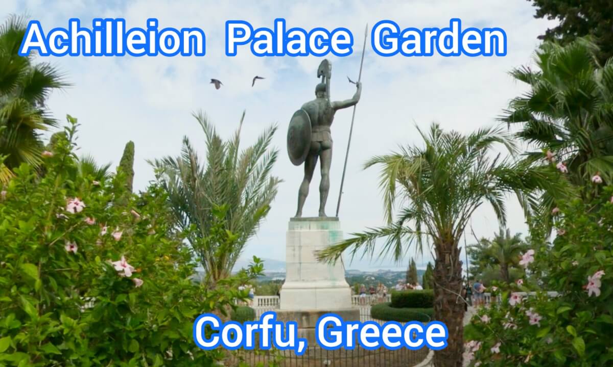 Achilleion Palace Garden With Statues of Victorious Achilles and Dying Achilles, Corfu 360°