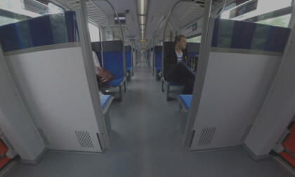 360 VR In the modern express train traveling to Frankfurt