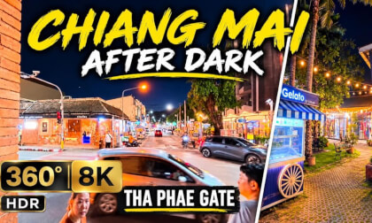 Chiang Mai After Dark | Tha Phae Gate Night Walk | 360° 8K HDR