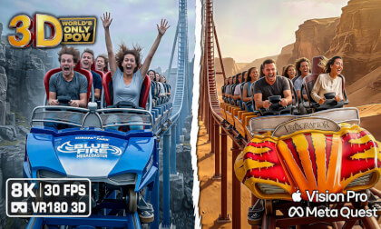 COASTER BATTLE 3D ⚡ Velociraptor Beats Blue Fire? 🟥 8K VR180 POV - Quest 3 / Vision Pro - limited 48-hour Drop