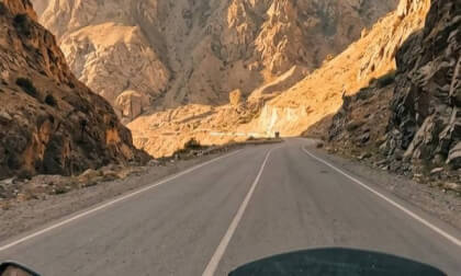 Pamir Highway Begins: Narrow Road Above Afghanistan | 360° Motorcycle ASMR