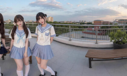 What It Feels Like to Be Surrounded by 6 Schoolgirls [360° VR POV]