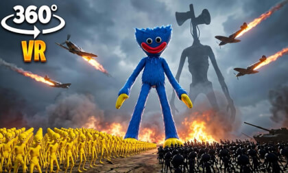 BLUE vs YELLOW MONSTERS Huggy Wuggy, Siren Head, Stalkers & Verity | 360° VR