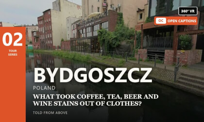 The Island That Kept Working — 360° VR guided flight, captions on screen, Bydgoszcz, Poland