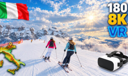 Skiing Dolomites: Three Red Runs, Two Epic Descent! 🎿🏔️ Pinzolo Pistes: 107 + 104 + 112 | 360° 8K VR