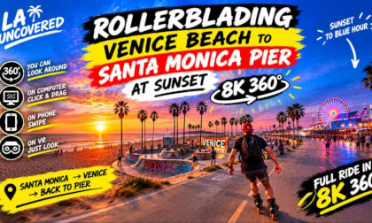 Sunset Rollerblade - Venice Beach to Santa Monica Pier in 8K 360°. YOU CAN LOOK AROUND