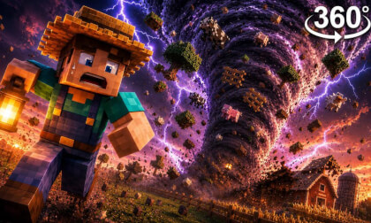 [360°] CAN YOU SURVIVE?! Caught in an Extreme Tornado EF5 Minecraft  VR