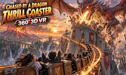 [3D 8K VR] Plunge 800 m from the Sky! The Ultimate 360° Roller Coaster Carrying a Dragon Egg