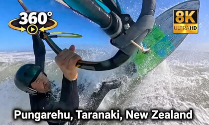 Windsurfing at Pungarehu, New Zealand with Severin Thiebaut, 360° VR