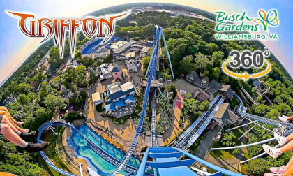 VR 360 Griffon Roller Coaster On Ride Front Seat POV Busch Gardens Williamsburg 2026 07 02