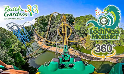 VR 360 Loch Ness Monster Roller Coaster On Ride Back Seat POV Busch Gardens Williamsburg 2026 07 02