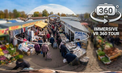 Inside a Real Ukrainian Street Market in 360° VR | Myrhorod Walking Tour
