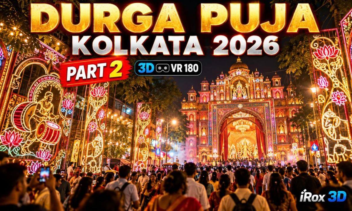 Durga Puja Kolkata 2026 in 3D VR 180 (Part 2) | Saptami Night Pandal Hopping | iRox 3D