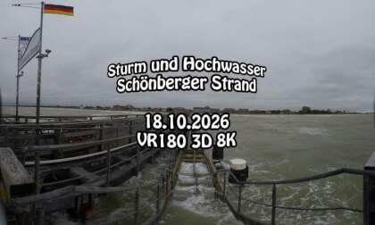 Sturm und etwas Hochwasser am Strand (Schönberger Strand Oktober 2026): VR180 3D 8K