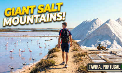 Walking Tour of Salinas de Tavira, Portugal | Giant Salt Mountains & Wild Flamingos - 360