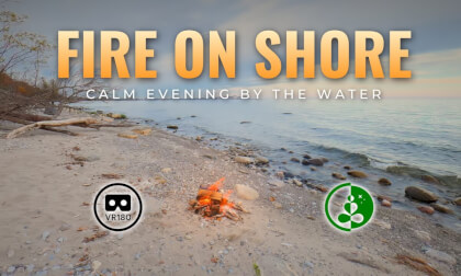Fire On Shore | A Small Fire by Gentle Waves | VR180