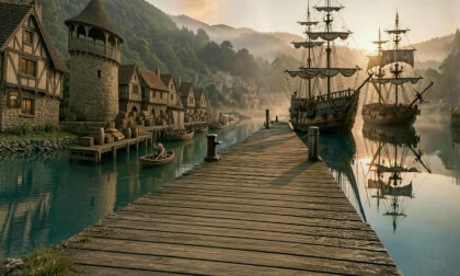 Medieval Harbor at Dawn | 8K VR180 3D | Relaxing Ambience for Meta Quest