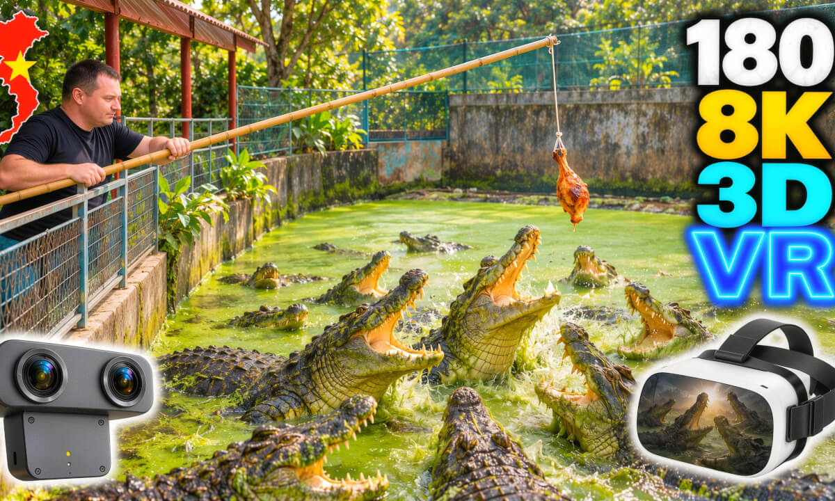 Feeding Crocodiles... Then Eating Them! 🐊 | Saigon Crocodile Farm, Vietnam | 180° 3D VR 8K
