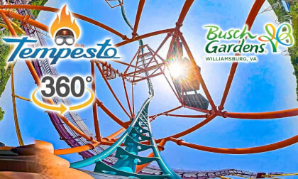 VR 360 Tempesto Roller Coaster On Ride Front Seat POV Busch Gardens Williamsburg 2026 07 02