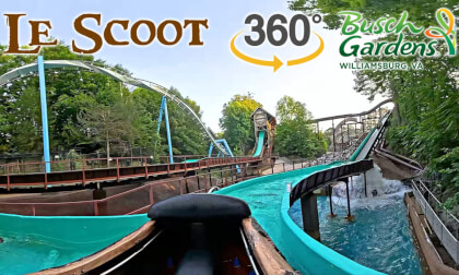VR 360 Le Scoot Log Flume On Ride POV Busch Gardens Williasmburg 2026 07 02
