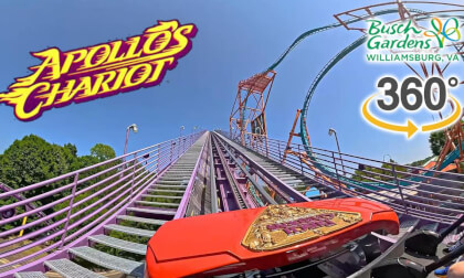 VR360 Apollo's Chariot Roller Coaster On Ride Front Seat POV Busch Gardens Williamsburg 2026 07 02