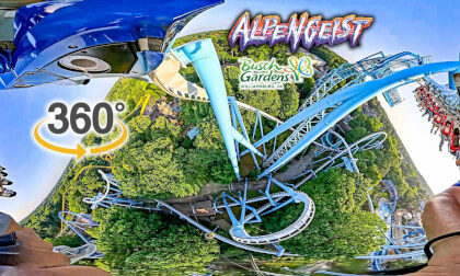 VR 360 Alpengeist Roller Coaster On Ride Front Seat POV Busch Gardens Williamsburg 2026 07 02