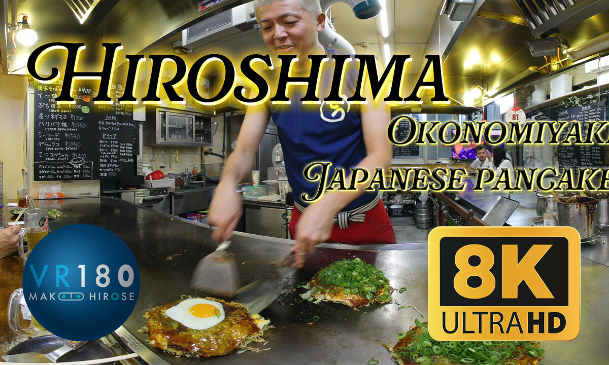 Japanese pancake Okonomiyaki. "Tetsu" at Hiroshima -Travel Japan -