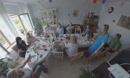 360 VR Family having celebratory dinner in the dining room 360 VR Family having celebratory dinner in the dining room