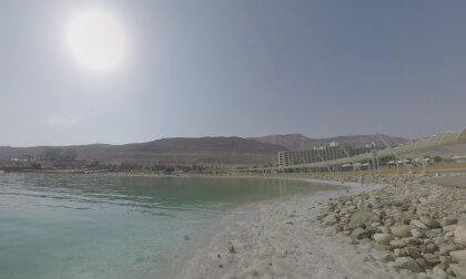 360 VR Dead Sea resort with tourists enjoying the scene