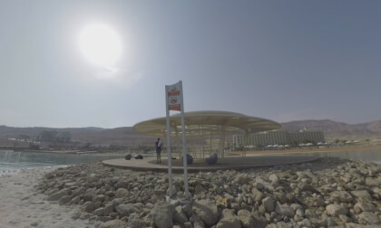 360 VR Dead Sea scene with resort at the seaside
