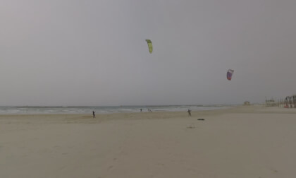 360 VR Tel Aviv beachline and sea-front street, Israel