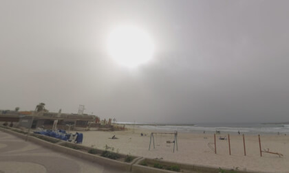 360 VR Tel Aviv cityscape with beach and sea-front street, Israel