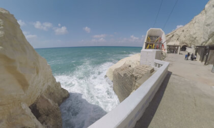 360 VR Tourists visiting Rosh HaNikra in Israel